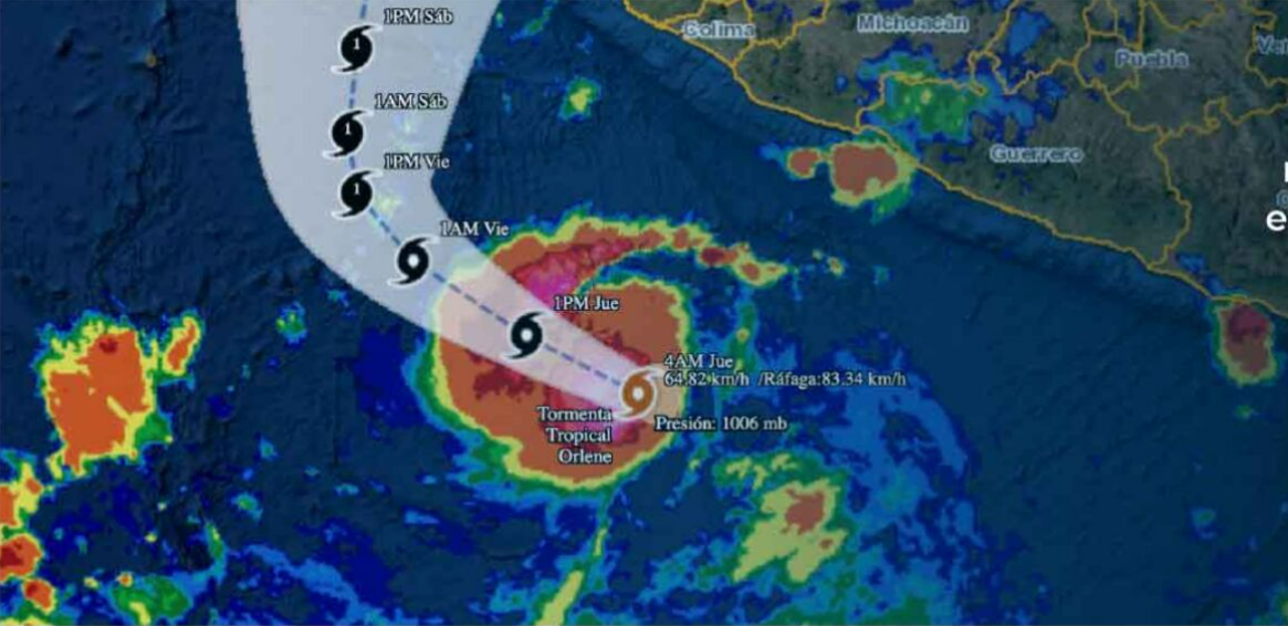 Orlene, tormenta tropical se forma en el Pacífico y se dirige a Sinaloa